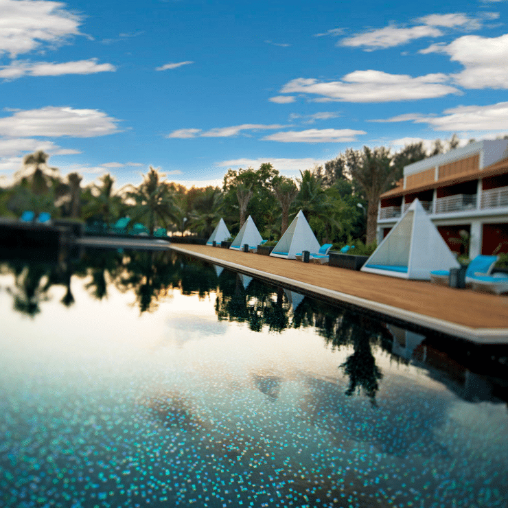 Resort Pool with canopies